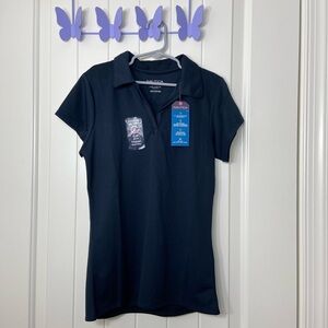 NEW Nautica girl’s navy‎ short sleeve collared v-neck school uniform shirt top L